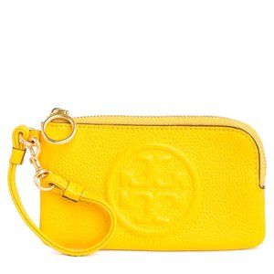 NWT Tory Burch Perry Bombe Card Case Small Leather Wristlet Goldfinch Yellow